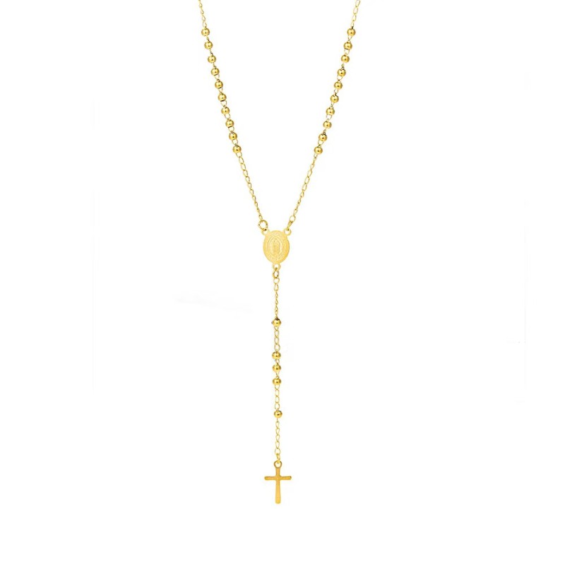 San Judas Cross Supplier - Gold Plated Bead Chain Rosary