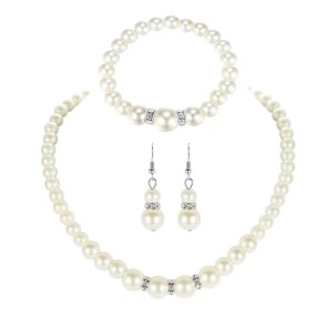 Jewelry Set Supplier - Women's Pearl Rhinestone Earrings Set