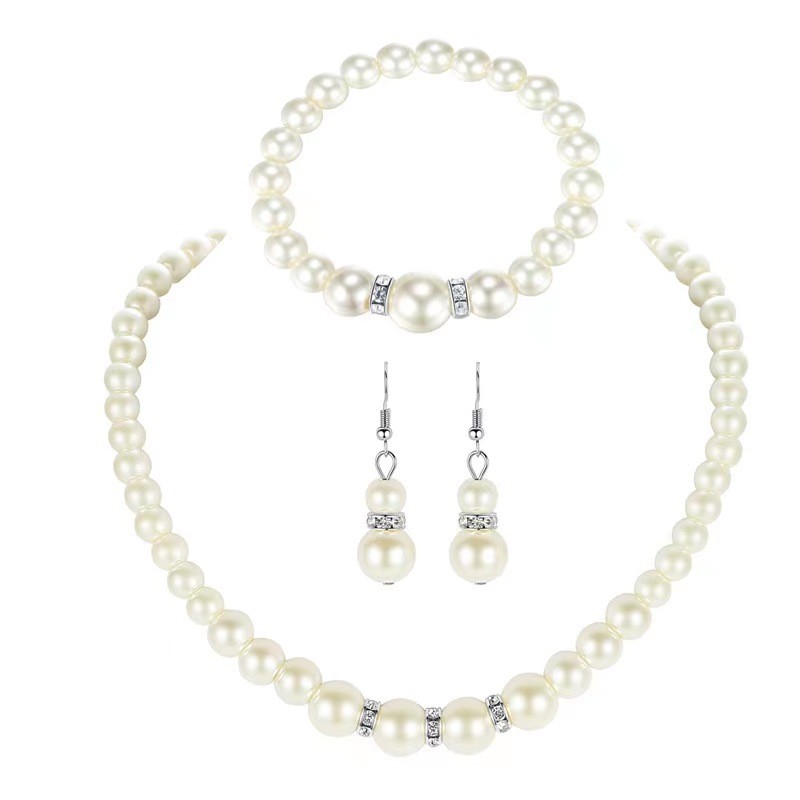 Jewelry Set Supplier - Women's Pearl Rhinestone Earrings Set