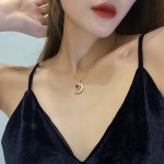 月亮吊坠项链厂家-18K锆石女士不锈钢