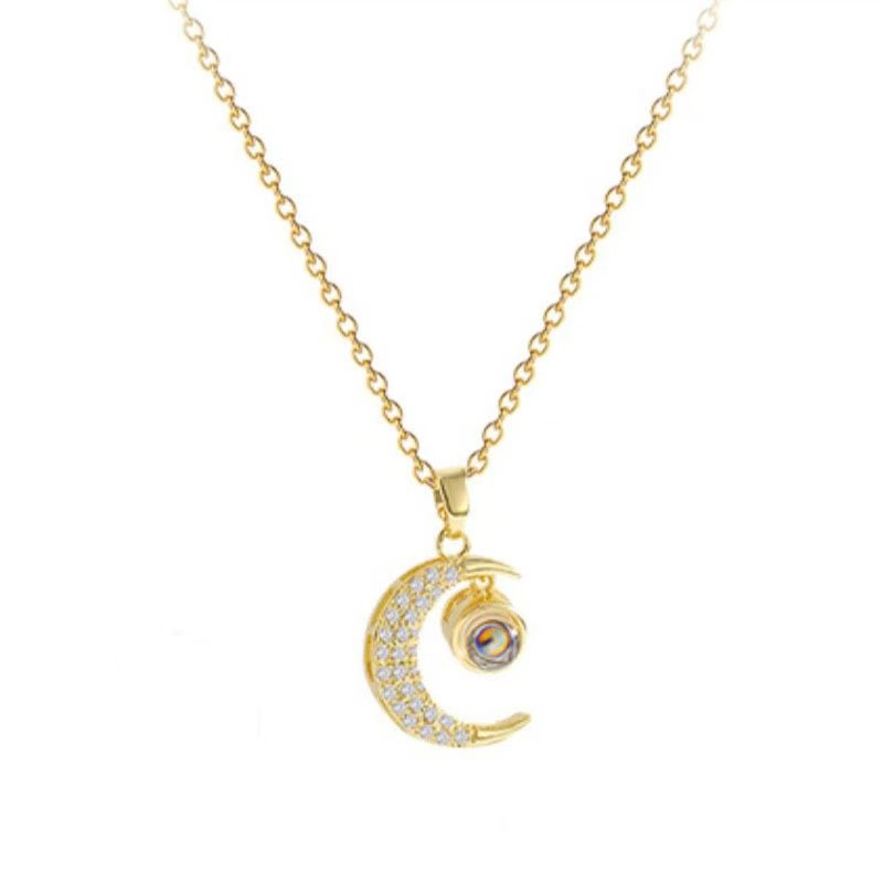 Moon Pendant Necklace Manufacturer - 18K Zirconia Ladies Stainless