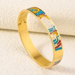 Cuff Bracelet Supplier - Vintage Geometric Enamel Stainless Steel
