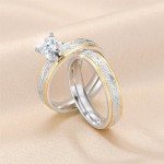 情侣对戒厂家-钛钢锆石婚戒可定制