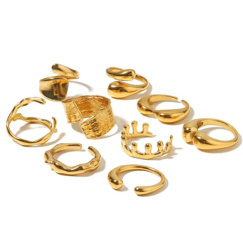 Geometric Ring Supplier - Gold Plated Adjustable Stainless Steel