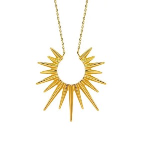 Sunburst Necklace Supplier - 18K Gold Plated Retro Geometric