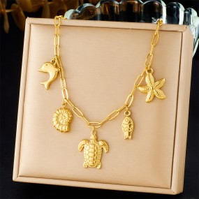 Turtle Necklace Manufacturer - Conch Fish Dolphin Charm Set