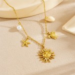 Sunface Necklace Supplier - Starfish Sea Turtle Marine Jewelry