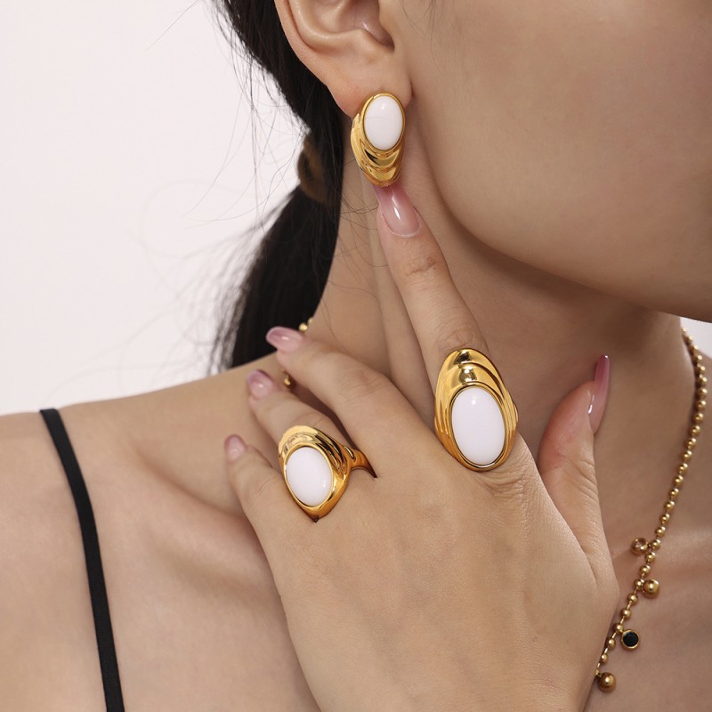 Opal Set Supplier - French Style Ripple PVD Coated