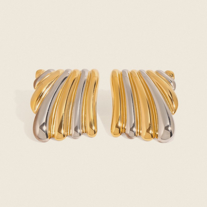 Chunky Earrings Supplier - Irregular Hammered Gold Silver