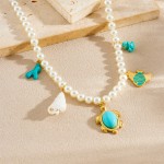Turtle Necklace Supplier - Turquoise Fish Conch Design