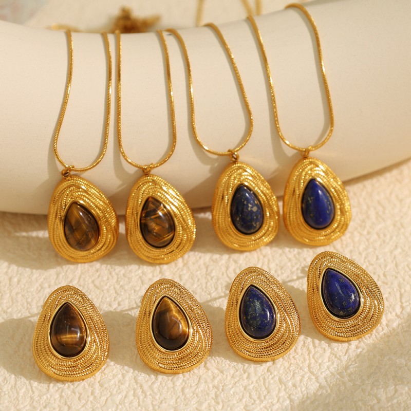 Stone Studs Manufacturer - Natural Stone Retro Style Earrings