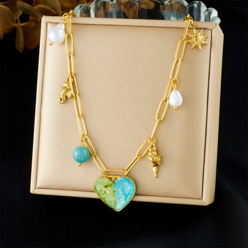 Seahorse Necklace Factory - Heart Pendant Marine Life Design