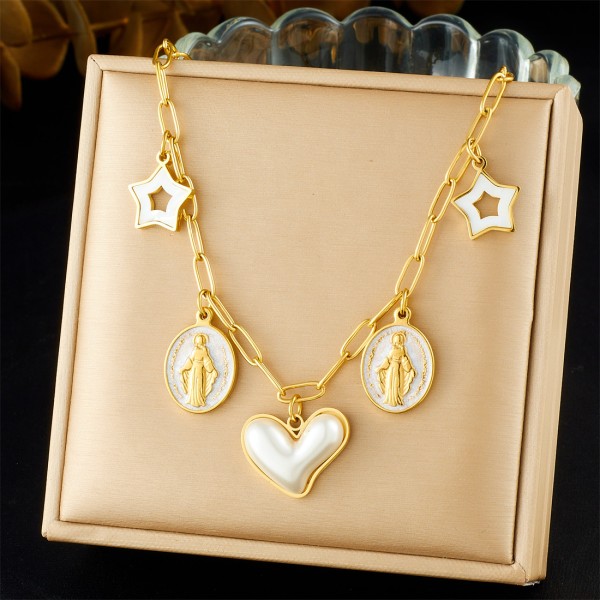Virgin Mary Necklace Manufacturer - Heart Pearl Star Charm