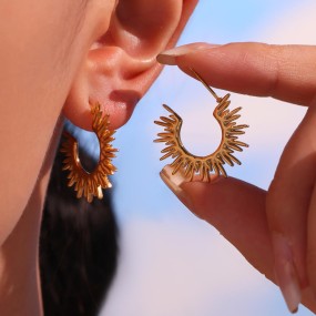Sunflower Factory - Chunky Gold Plated Stud Earrings