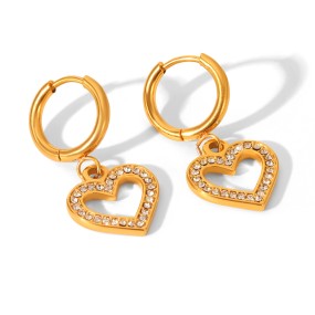 Heart Earrings Factory - Openwork Zircon Studded Design