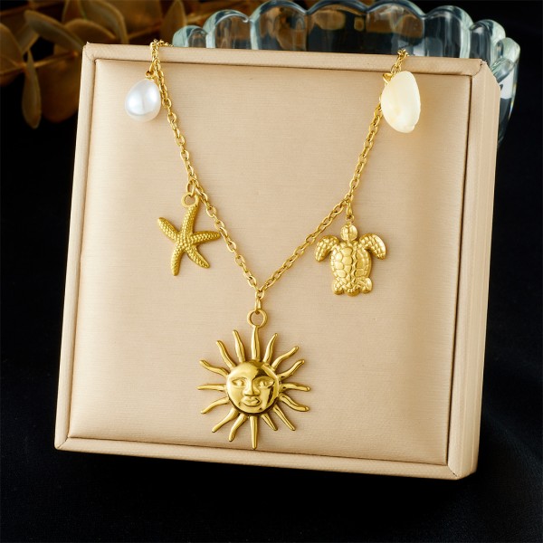 Sunface Necklace Supplier - Starfish Sea Turtle Marine Jewelry