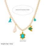 Turtle Necklace Supplier - Turquoise Fish Conch Design