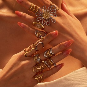 Women's Rings Supplier - Flower Resin Chunky Statement Jewelry