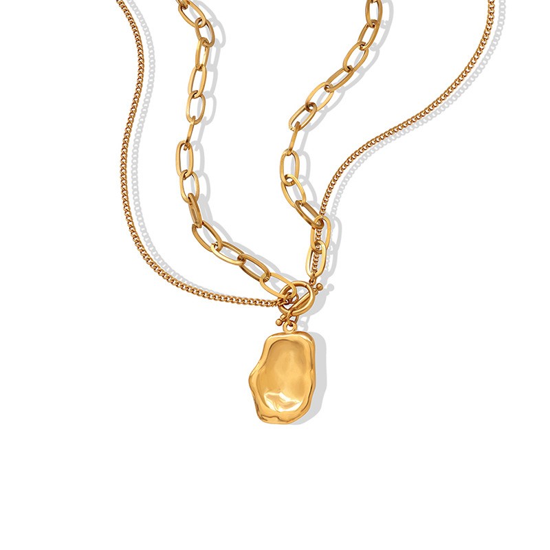 Pendant Necklace Supplier - Double Chain OT Buckle Irregular