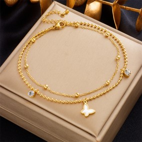 Shell Supplier - Simple Gold Plated Charm Anklet