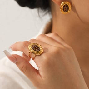 Leopard Set Factory - Earrings Ring Set Bohemian Style