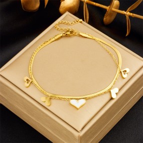 Rice Beads Supplier - Flower Charm Gold Plated Anklet