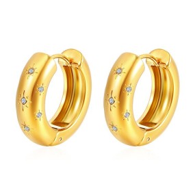 Hoop Earrings Factory - Micro Diamond Eight Star Design