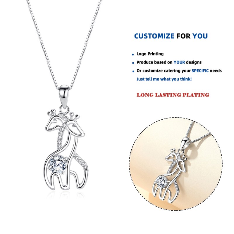 Animal Necklace Pendant Supplier - Silver Color Giraffe Pendant Women Fashion Jewelry