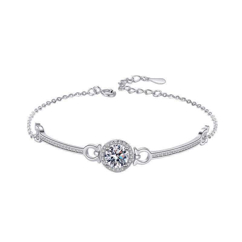 925 Sterling Silver Bracelet Supplier - Designer 1Ct Round Brilliant Cut Moissanite