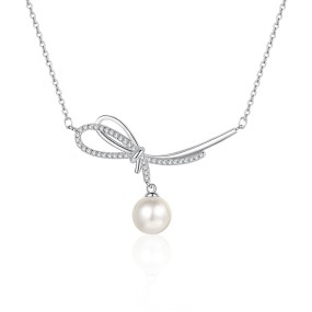 925 Sterling Silver Necklace Supplier - Butterfly Pearl Diamond Punk Geometric Women