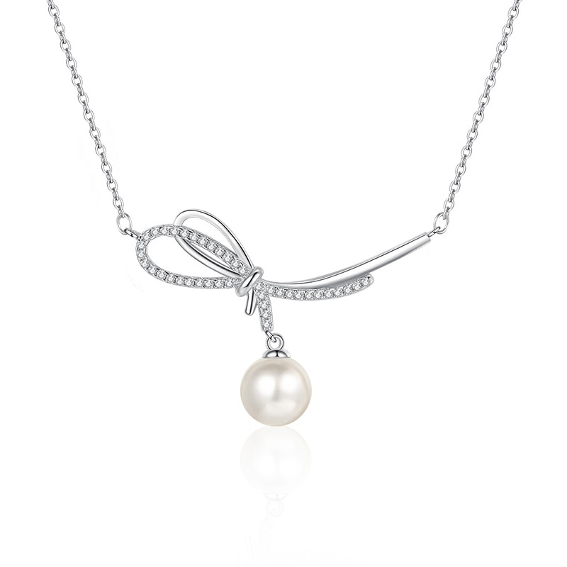925 Sterling Silver Necklace Supplier - Butterfly Pearl Diamond Punk Geometric Women