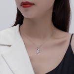 925银吊坠项链供应商 - 韩式锆石海洋动物海豚设计