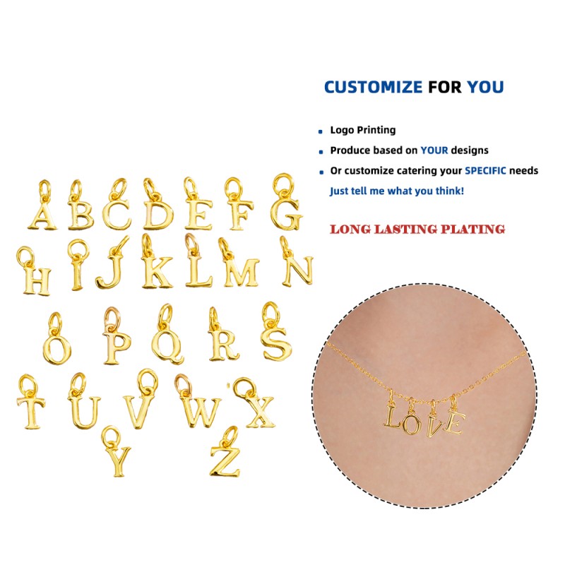 925 Sterling Silver Alphabet Pendant Factory - 26 Letter English Name DIY Fine Jewelry