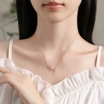 925银项链工厂 - 镂空心形钻石流苏锁骨链