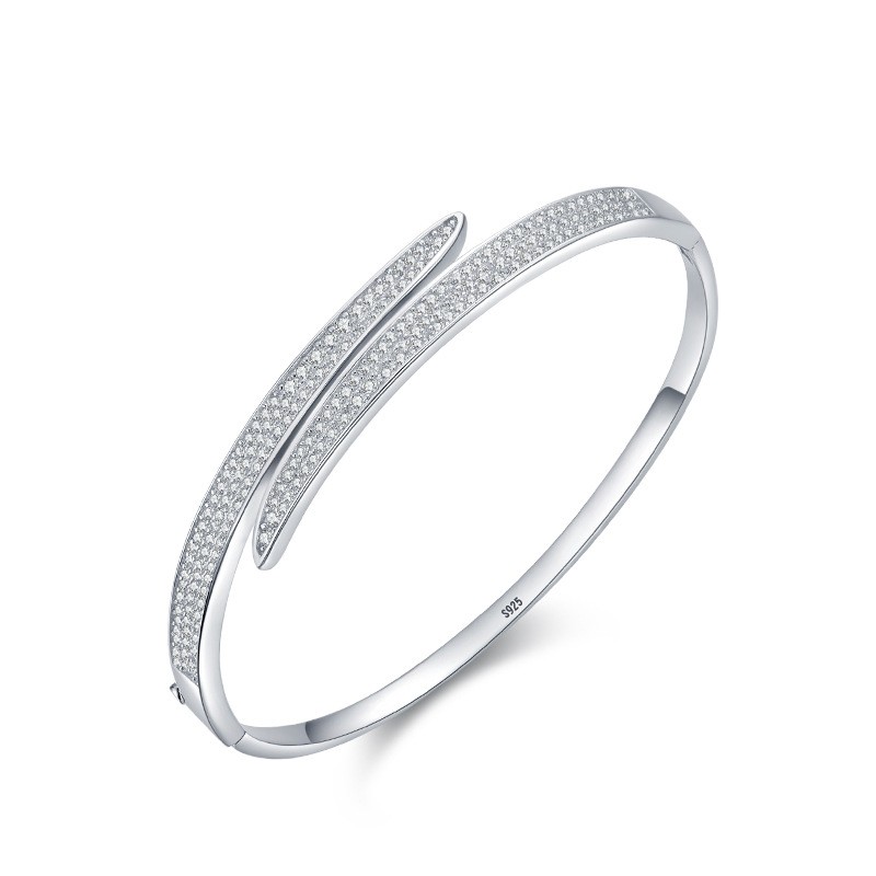 925 Sterling Silver Bangle Manufacturer - Classic Zircon Wedding Engagement Fine Bracelet