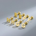 字母耳钉厂家 - 螺旋背设计师字母A-Z18K金