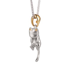 Silver Cat Pendant Supplier - Lovely Cat Platinum Plating Gift for Girls