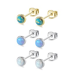 925 Sterling Silver Earrings Factory - Exquisite Opal Blue Cute Small Studs Gift
