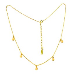 925 Sterling Silver Choker Necklace Manufacturer - Dainty Tiny Coin High-Polished Gold