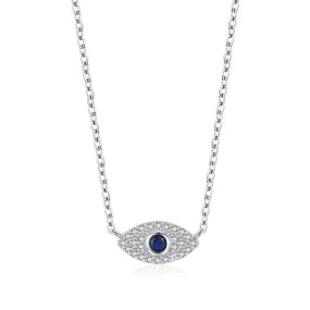 925 Sterling Silver Evil Eye Necklace Supplier - Full Pave CZ Diamond Lucky Pendant