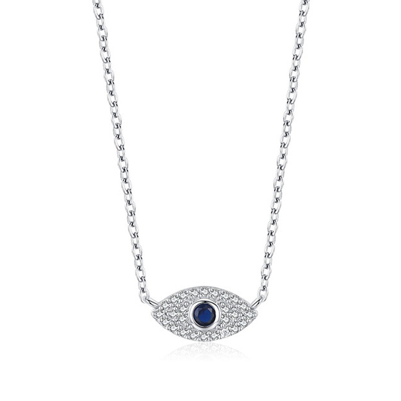 925 Sterling Silver Evil Eye Necklace Supplier - Full Pave CZ Diamond Lucky Pendant
