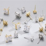 925银耳钉工厂 - 韩式立方氧化锆CZ方形钻石