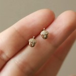 925银耳钉工厂 - 迷你幼童女可爱橡果螺旋背