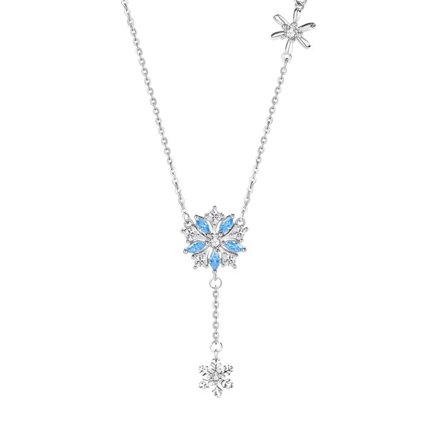 925银项链工厂 - 雪花造型吊坠圣诞女性礼品