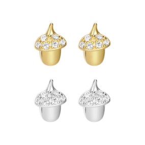 925 Sterling Silver Stud Earrings Factory - Mini Toddler Girls Cute Acorn Screw Back