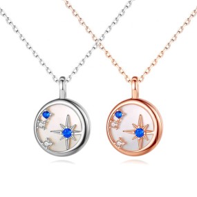 925 Sterling Silver Necklace Supplier - Rose Gold Round Shell Evening Star Shape