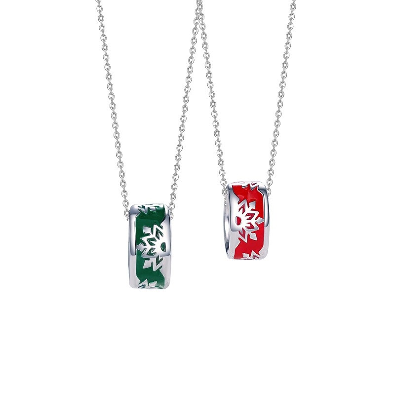 925 Sterling Silver Couple Necklace Manufacturer - Red Green Round Enamel Jewelry Men Women