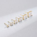 925银耳钉工厂 - 韩式立方氧化锆CZ方形钻石