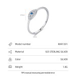 925银邪恶之眼戒指工厂 - 简约立方氧化锆蓝眼精致饰品