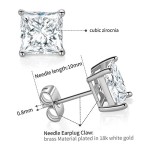 925银耳钉工厂 - 韩式立方氧化锆CZ方形钻石
